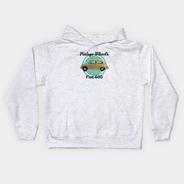 Vintage Wheels - Fiat 600 Kids Hoodie by DaJellah